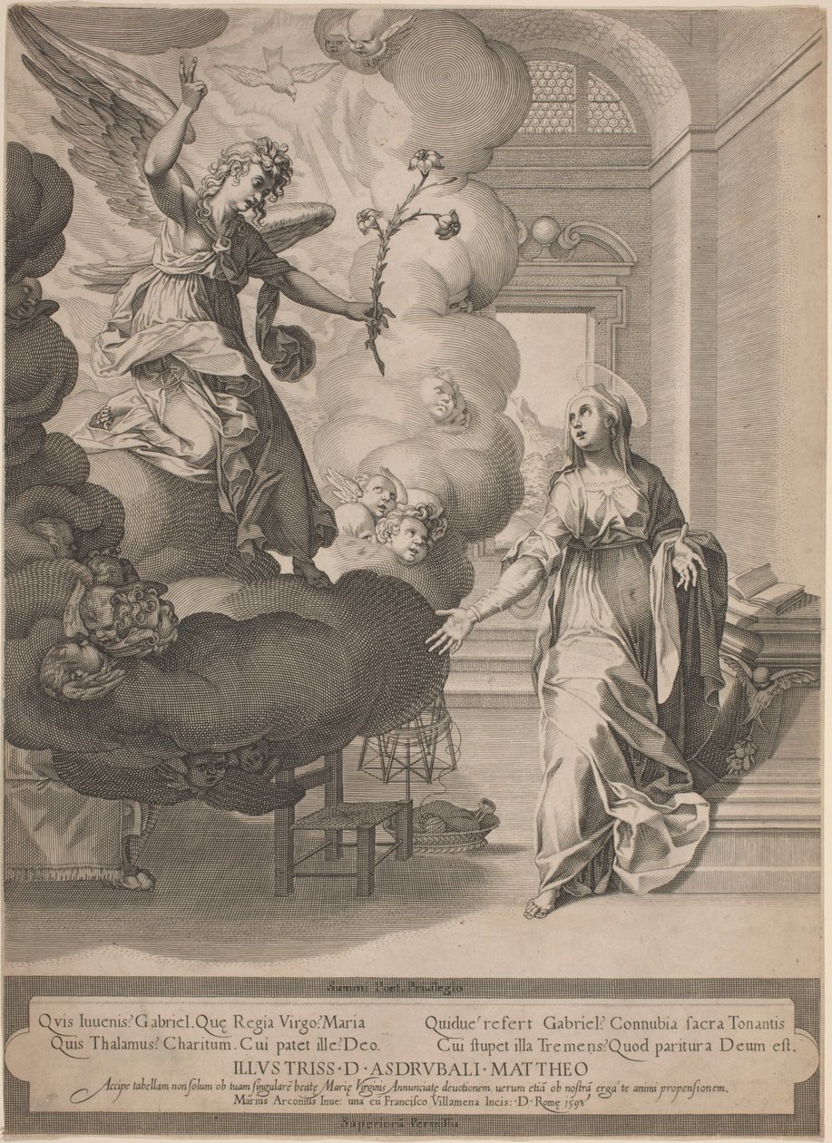 La Anunciación de Francesco Villamena, after Mario Arconio