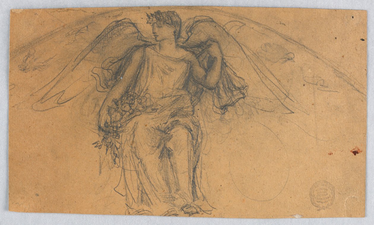 Boceto de ángel con flores de Francis Augustus Lathrop