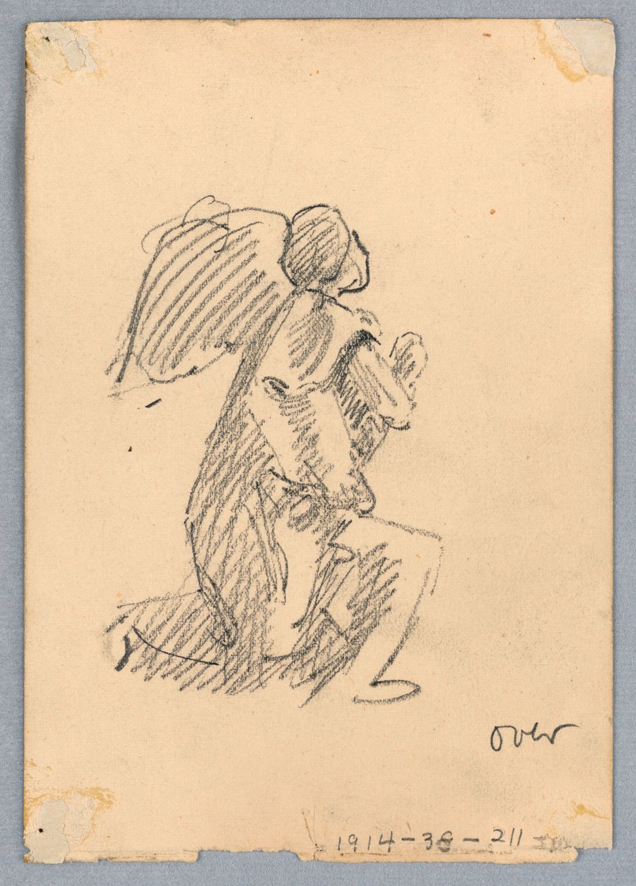 Boceto de ángel arrodillado de Francis Augustus Lathrop