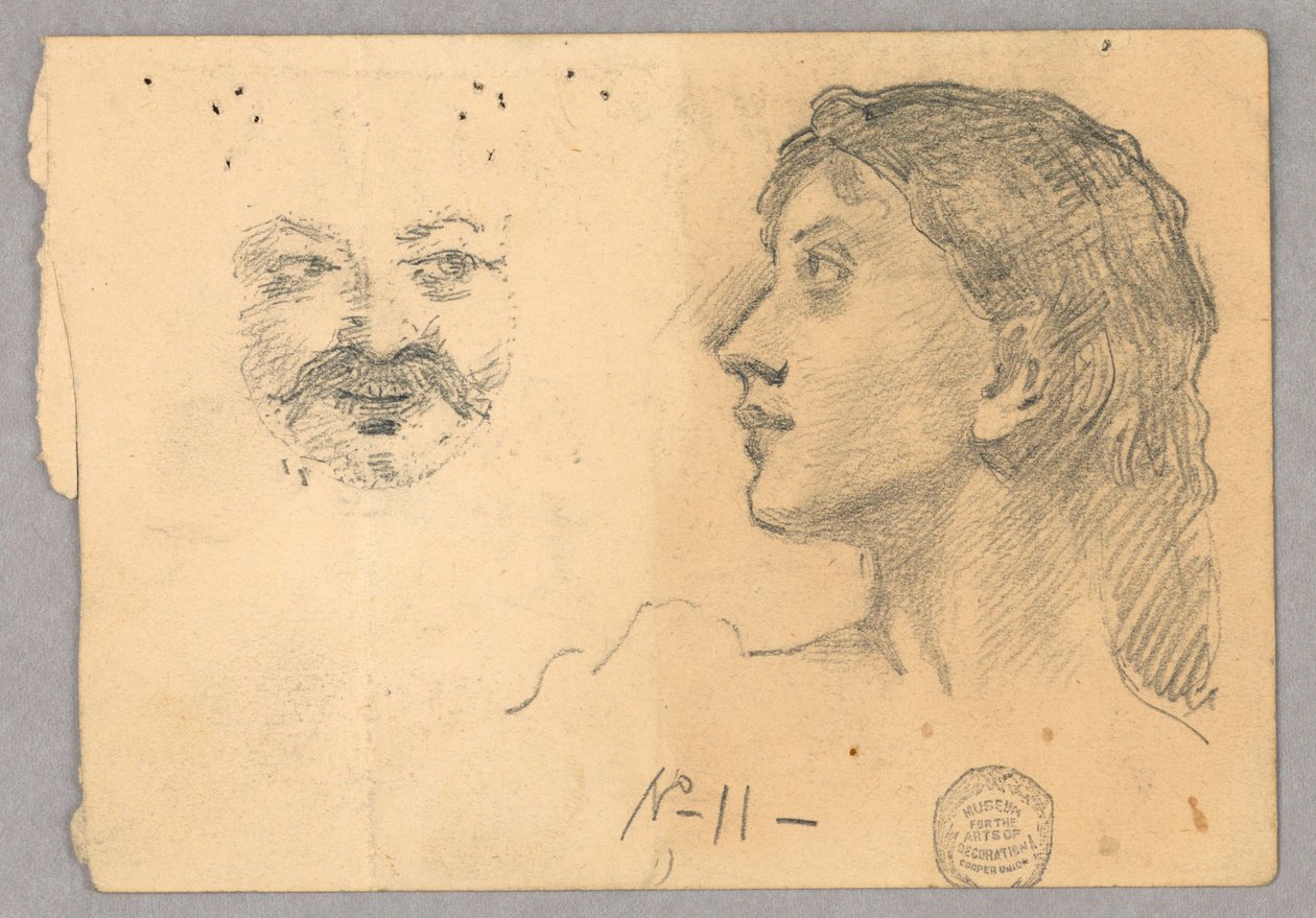 Cabeza de mujer y un rostro de Francis Augustus Lathrop