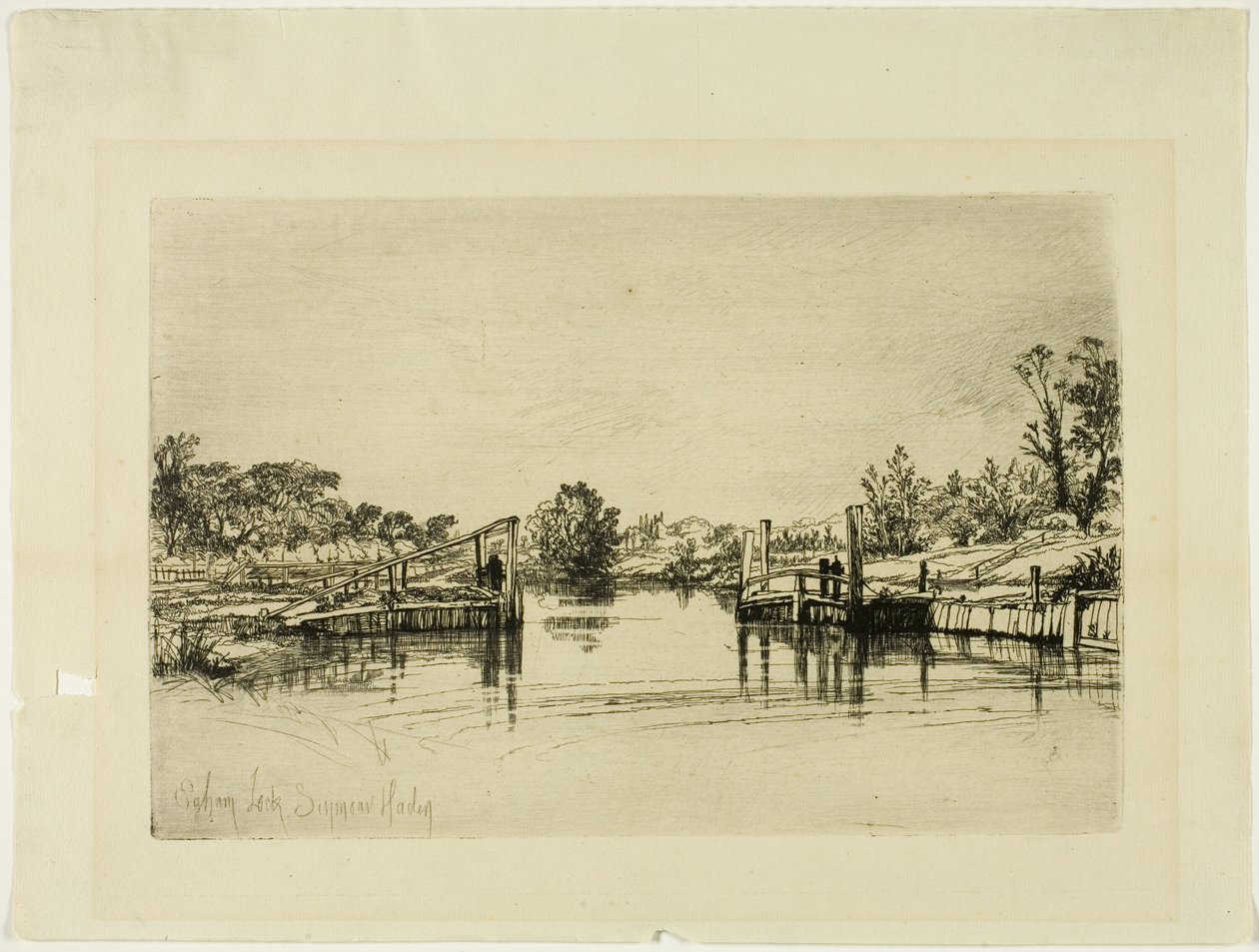 Egham Lock de Francis Seymour Haden