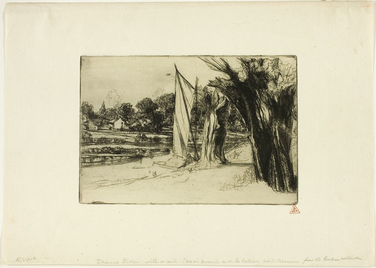 Thames Ditton con una vela de Francis Seymour Haden