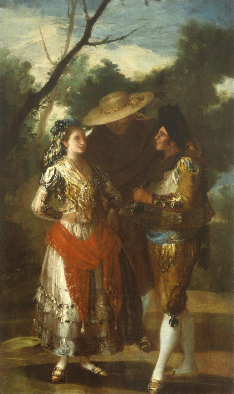 Una maja con dos toreros de Francisco de Goya