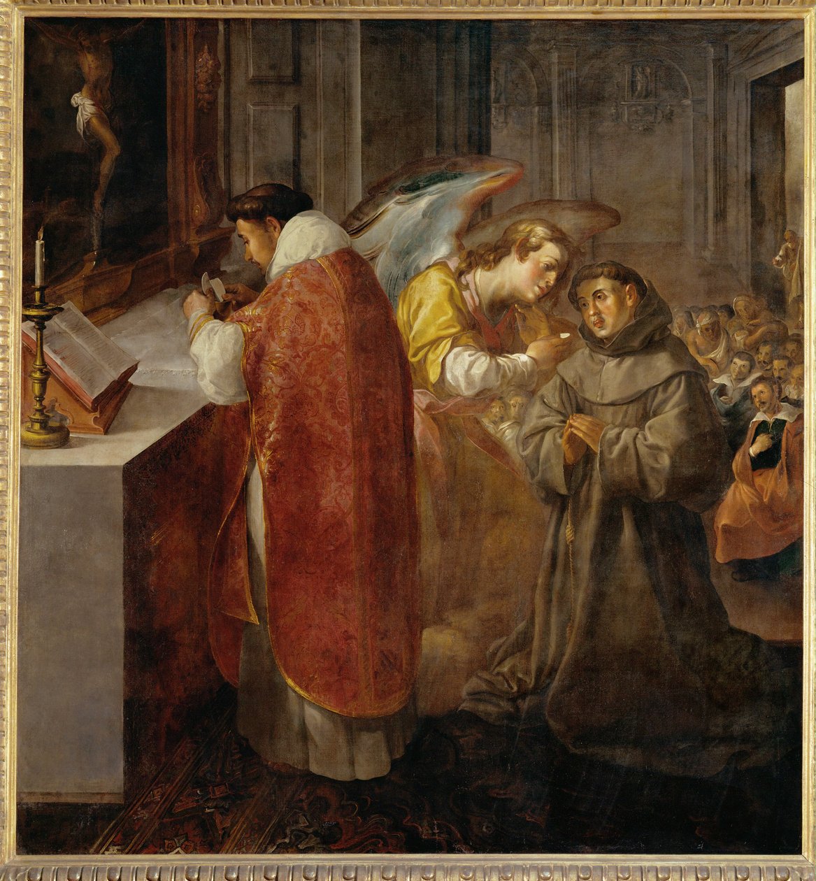 San Buenaventura recibiendo la comunión de manos ... de Francisco Herrera