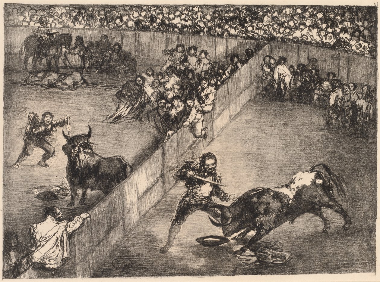Corrida de toros en un anillo dividido de Francisco de Goya