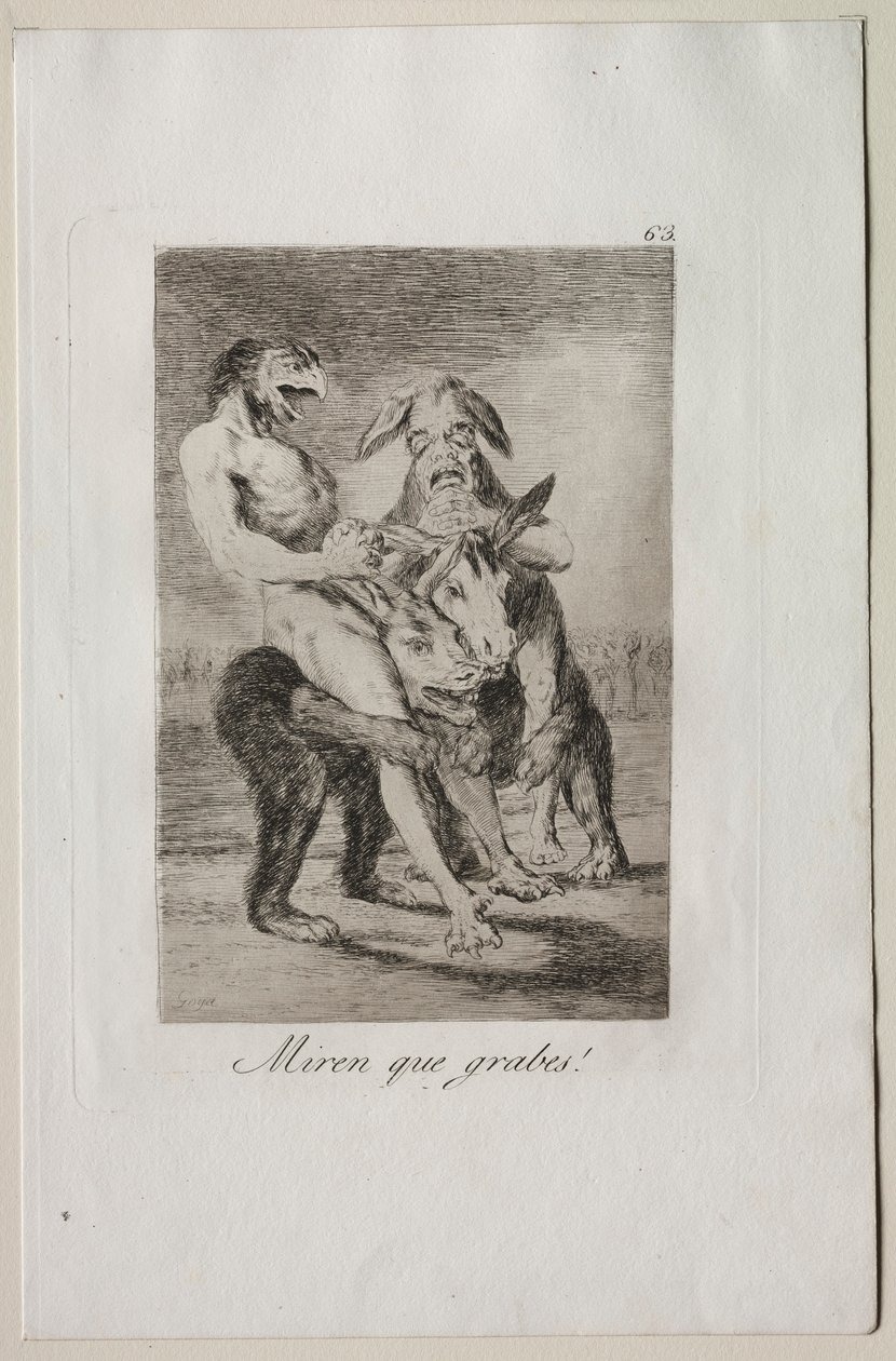 Caprichos: ¡Mira qué solemnes son! de Francisco de Goya