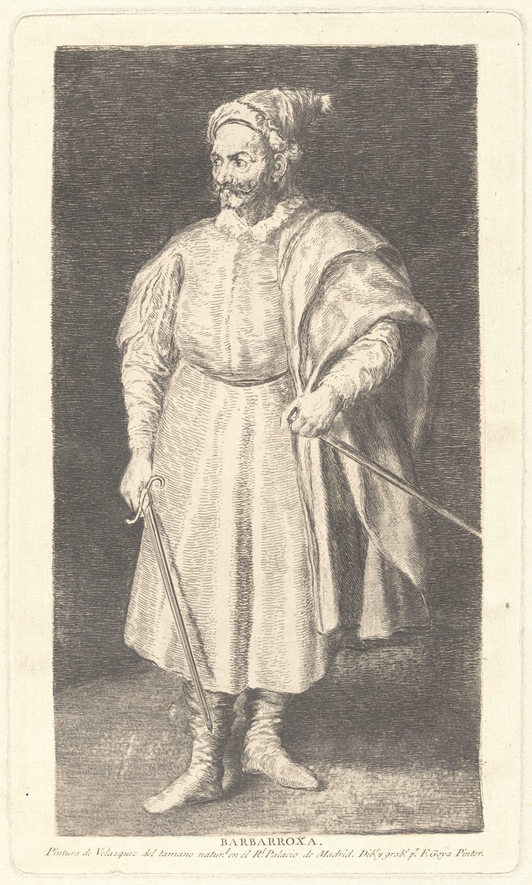 El bufón Barbarroja de Francisco de Goya after Diego Velázquez