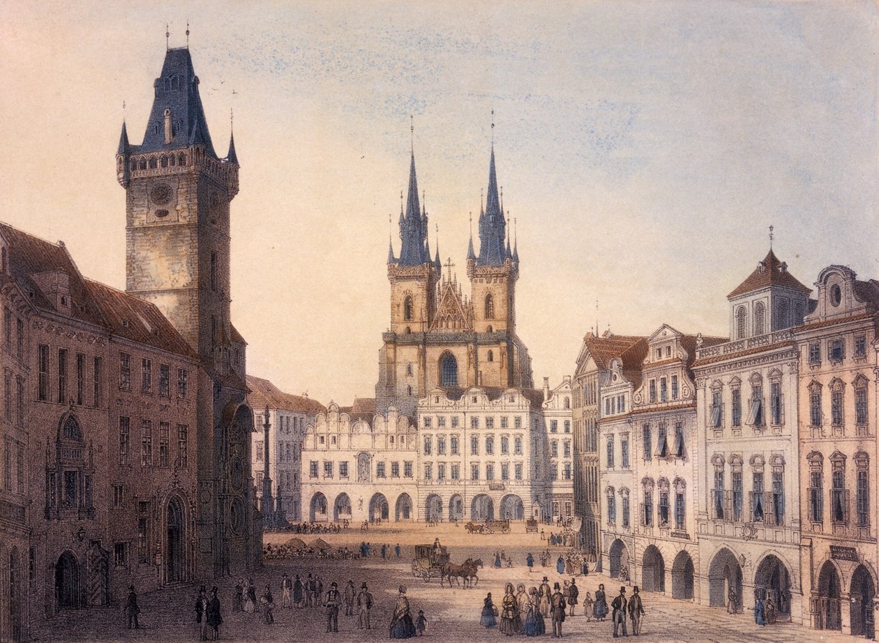Plaza de la Ciudad Vieja, Praga, c.1840 de Francois Joseph Sandmann
