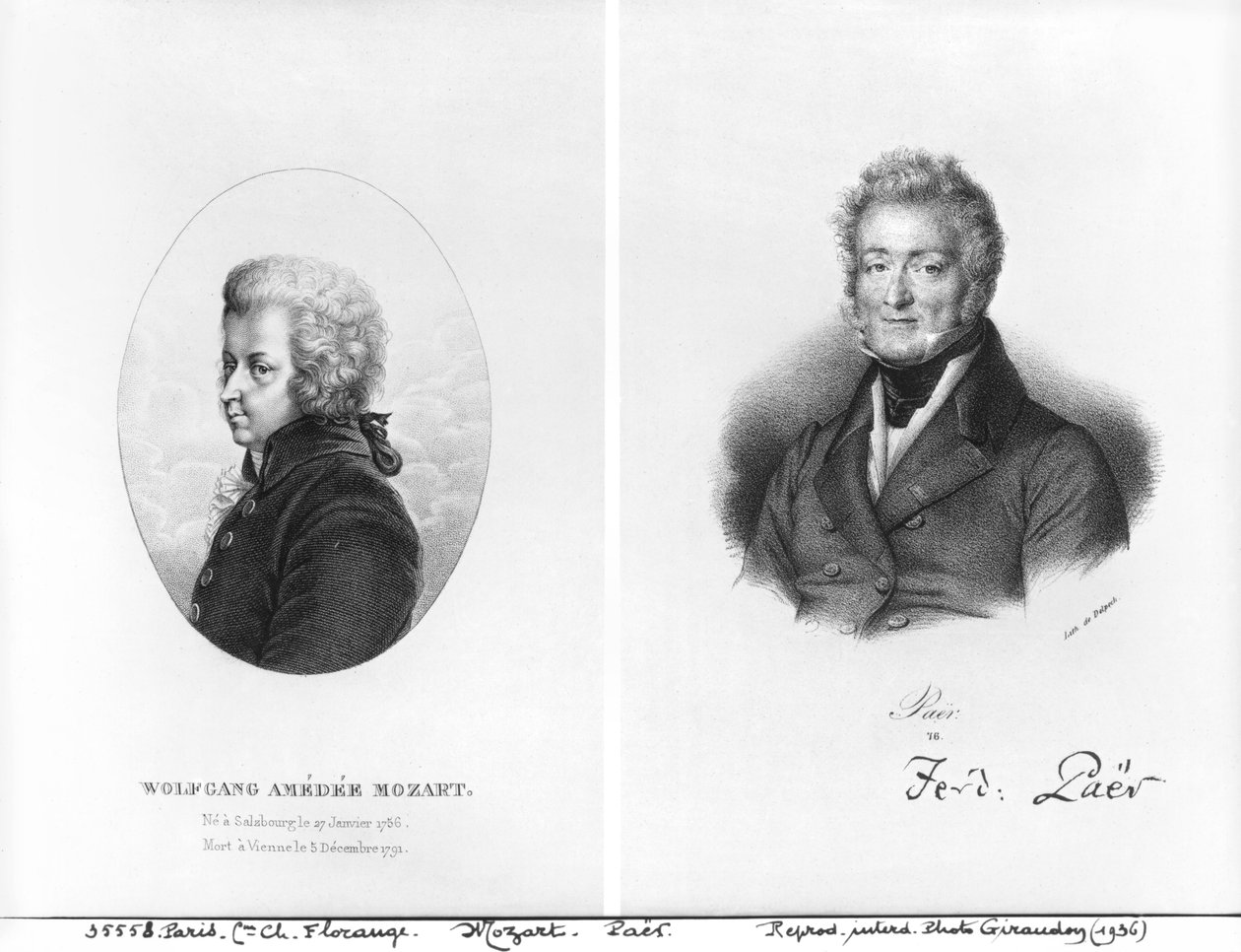 Wolfgang Amadeus Mozart (1756-91) y Ferdinando Paer (1771-1839) de Francois Seraphin Delpech