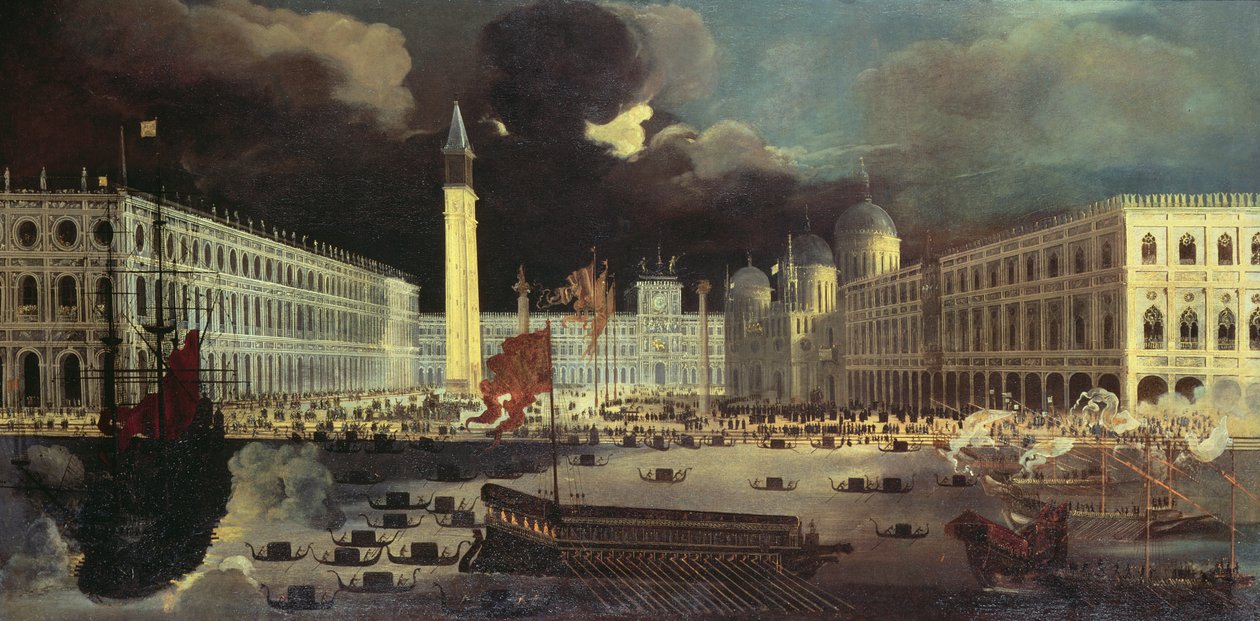 Una vista imaginaria de San Marco desde el Bacino en el Día de la Ascensión de Francois de Nome