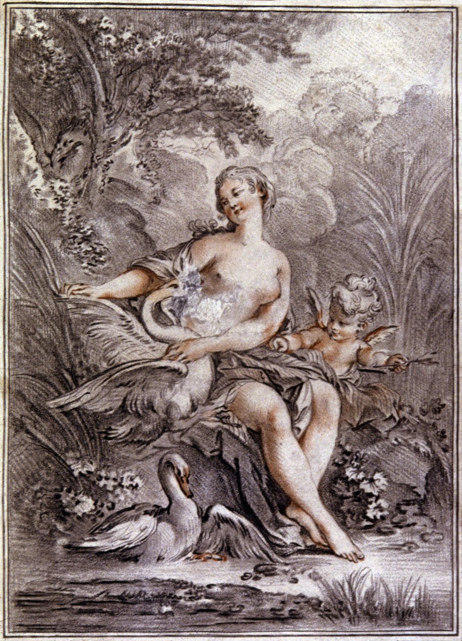 Leda y el cisne de Francois (after) Boucher