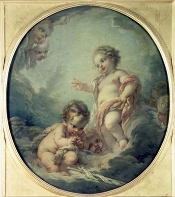 Cristo y Juan el Bautista como niños de François Boucher