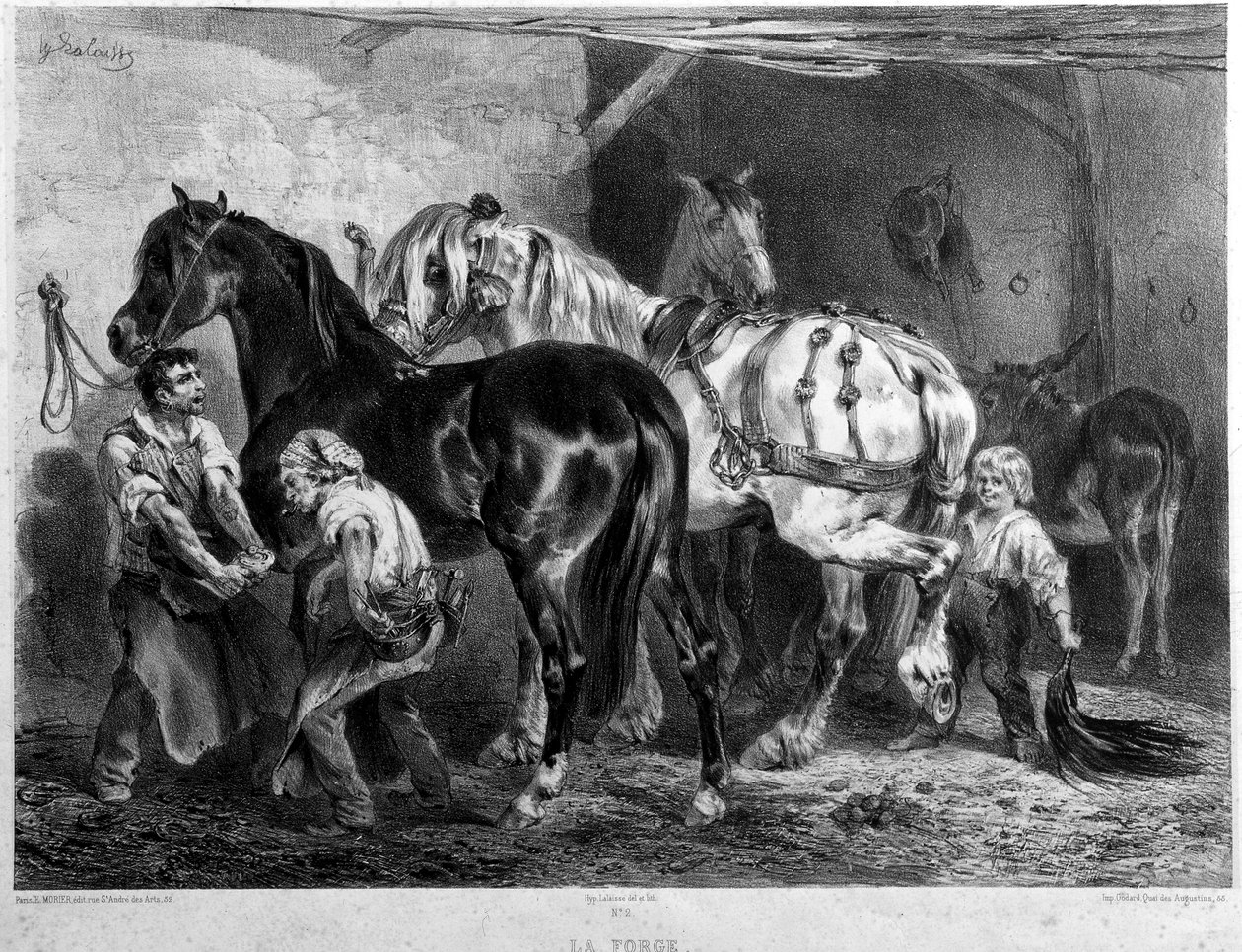 La fragua, herrajes para caballos de Francois Hippolyte Lalaisse