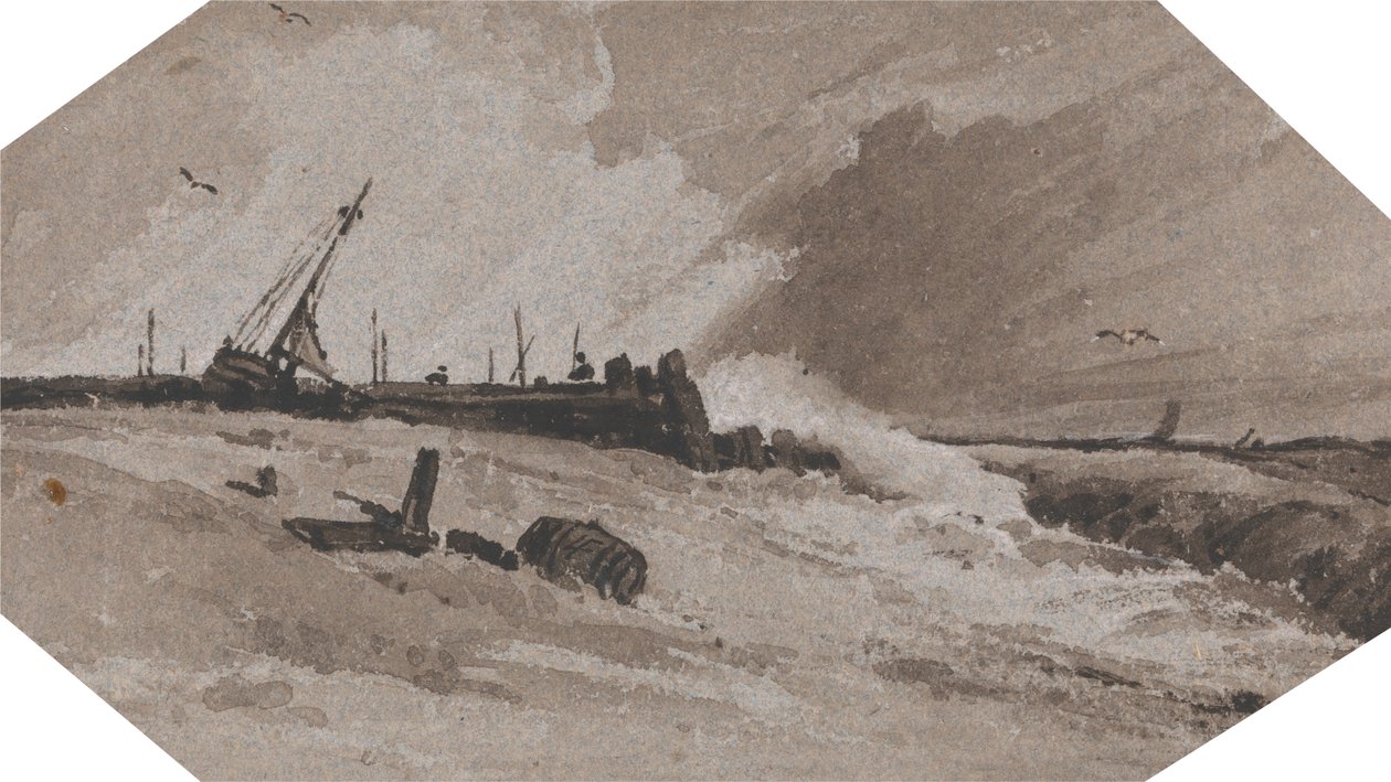 Embarcadero en plena tormenta de Francois Louis Thomas Francia