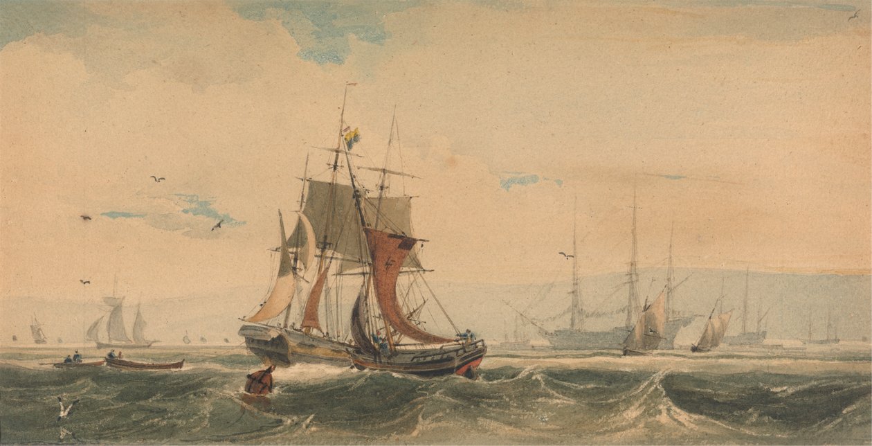 Navegación en el Medway, Kent de Francois Louis Thomas Francia