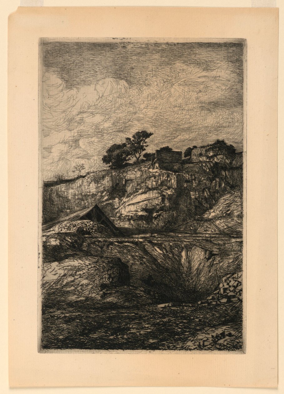 Un paisaje rocoso de Francois Nicolas Chifflart