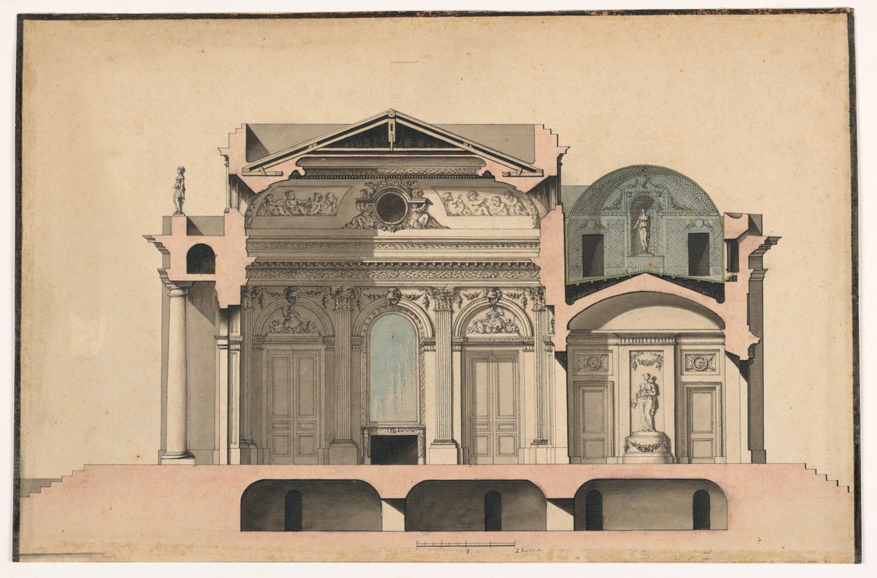 Sección de una villa de Francois Soufflot, called Le Romain