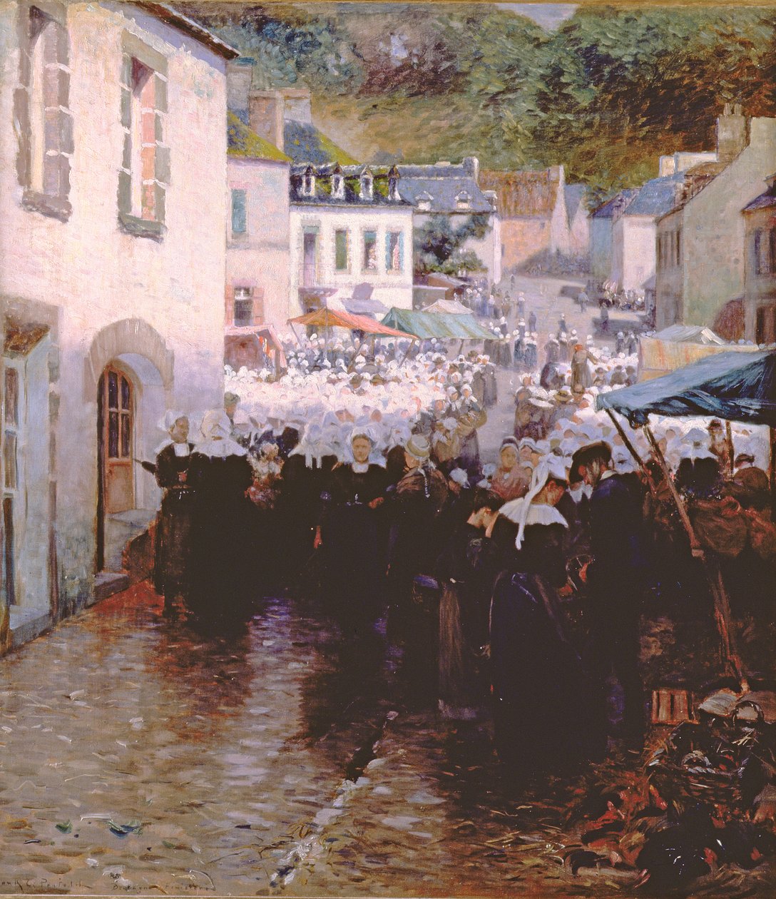 Día de Mercado de los Campesinos de Bretaña en Pont Aven de Frank C. Penfold