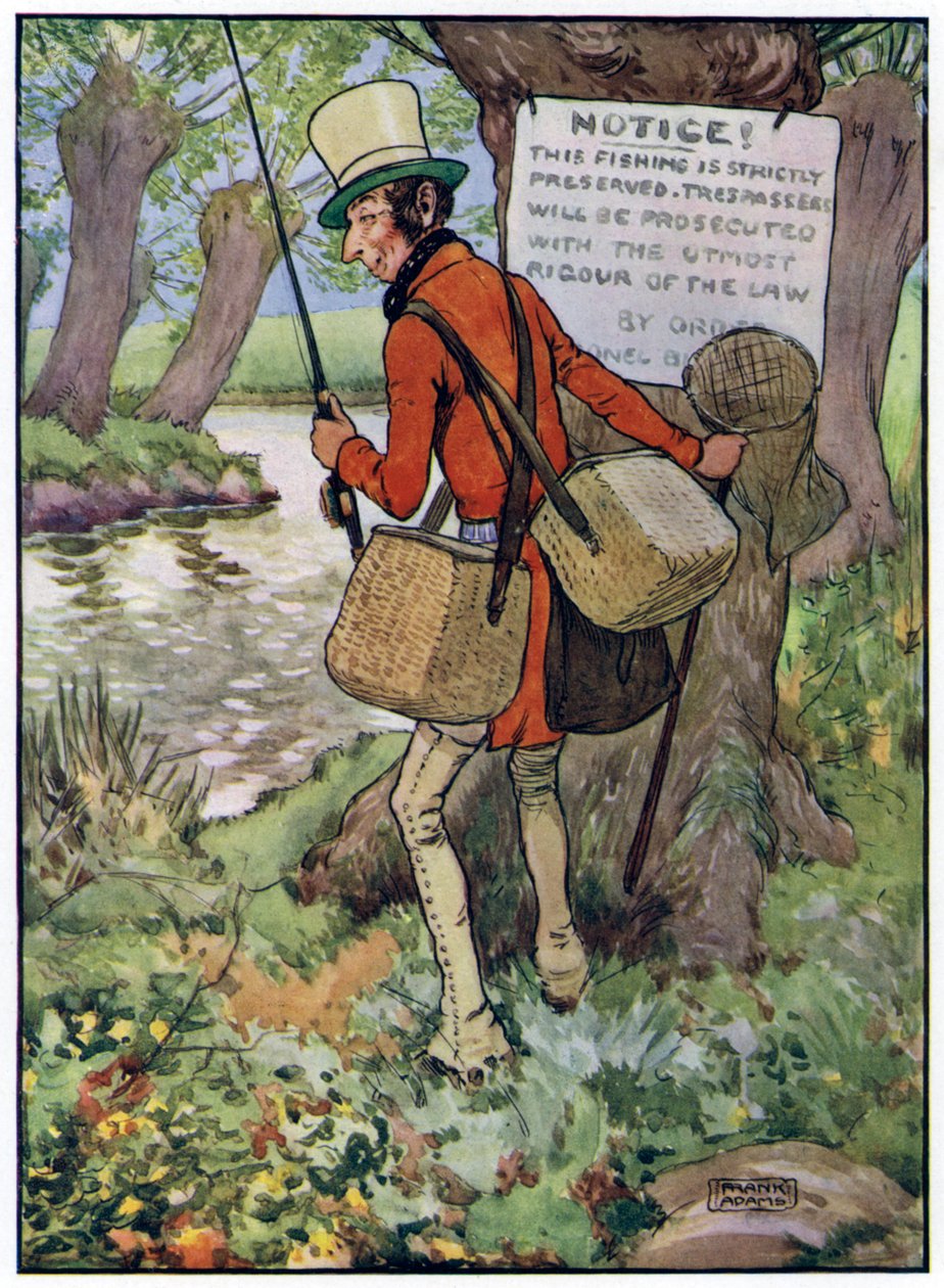 Tres alegres pescadores (litografía en color) de Frank Adams