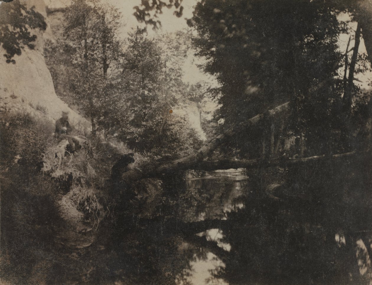 Landscape with Seated Figure on Stream Bank de Frank Chauvassaignes