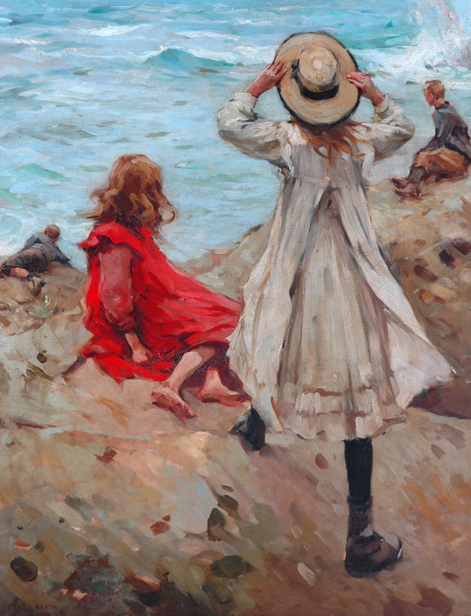 Niños en la playa, 1910 de Frank Gascoigne Heath