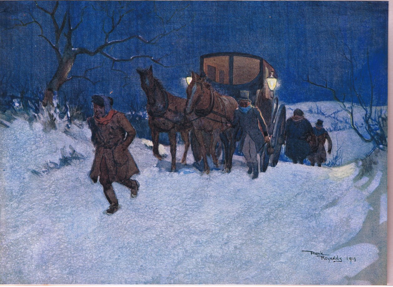 Cerca del final del viaje, c.1920 (litografía en color) de Frank Reynolds