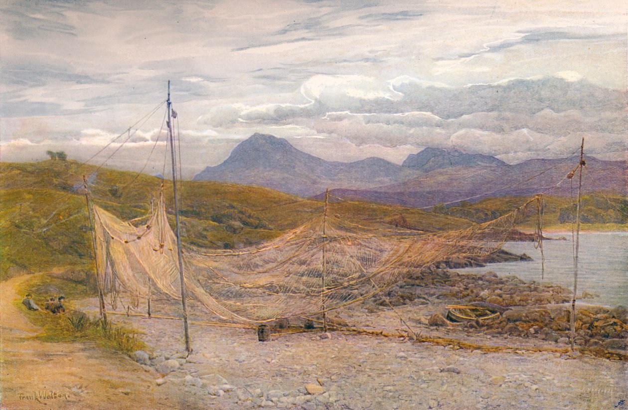 Redes de salmón, Gairloch, Ross-Shire, 1860-1906 de Frank Walton