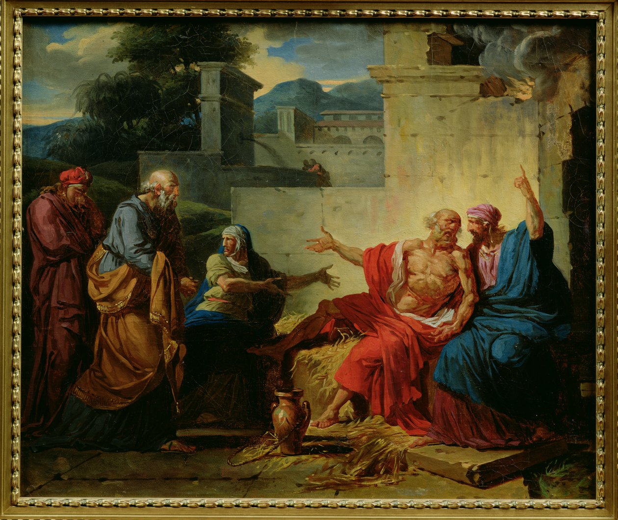 Job siendo regañado por su esposa, c.1790 de François André Vincent