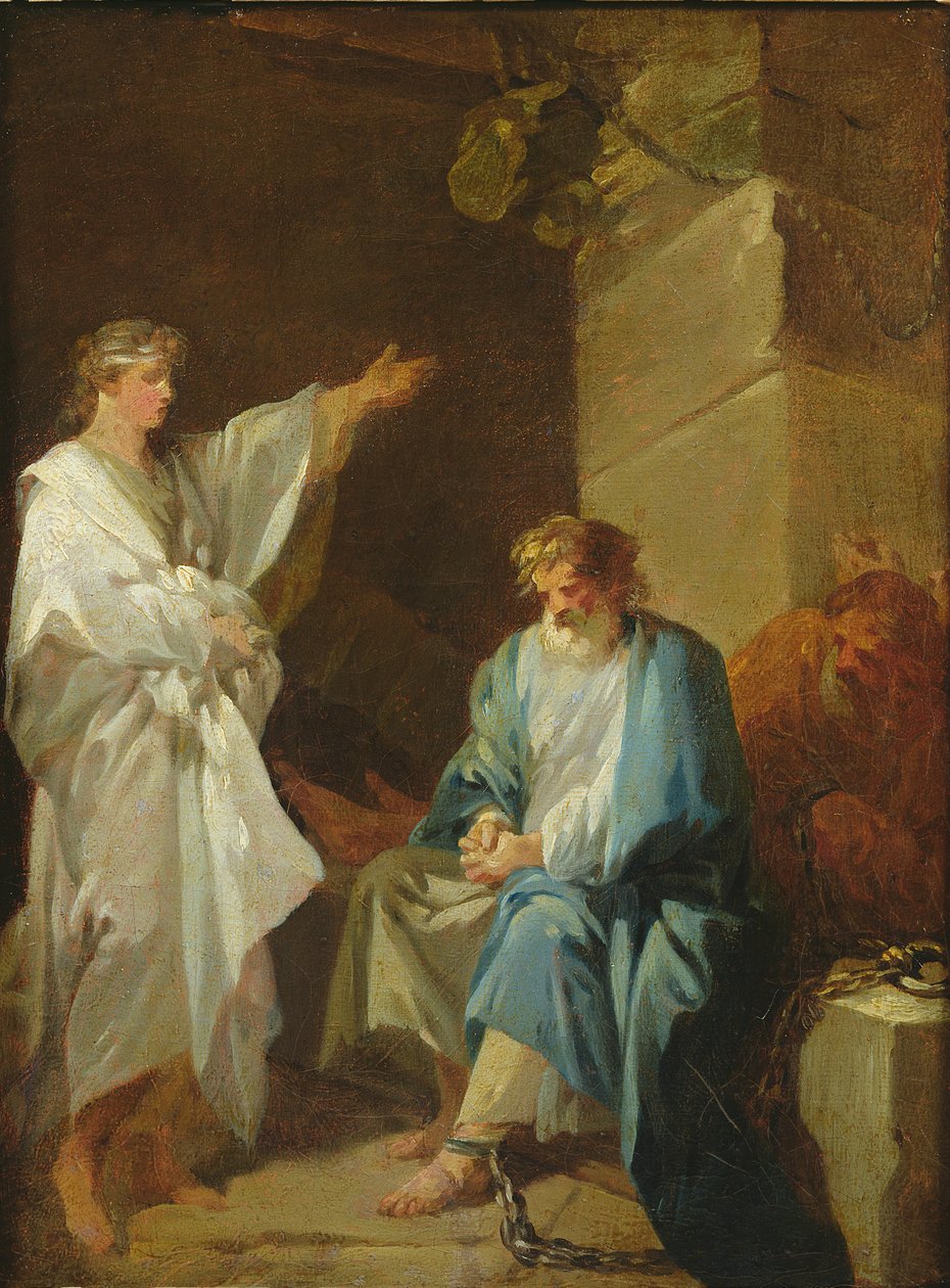 San Sebastián predicando la fe de Diocleciano en las prisiones de François André Vincent