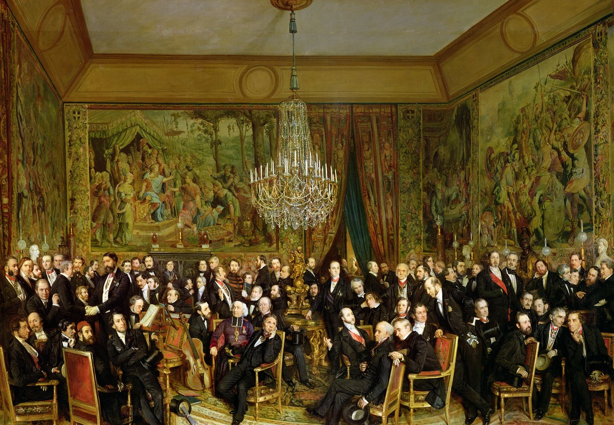 El salón de Alfred Emilien, Conde de Nieuwerkerke (1811-92) en el Louvre, 1855 de François Auguste Biard