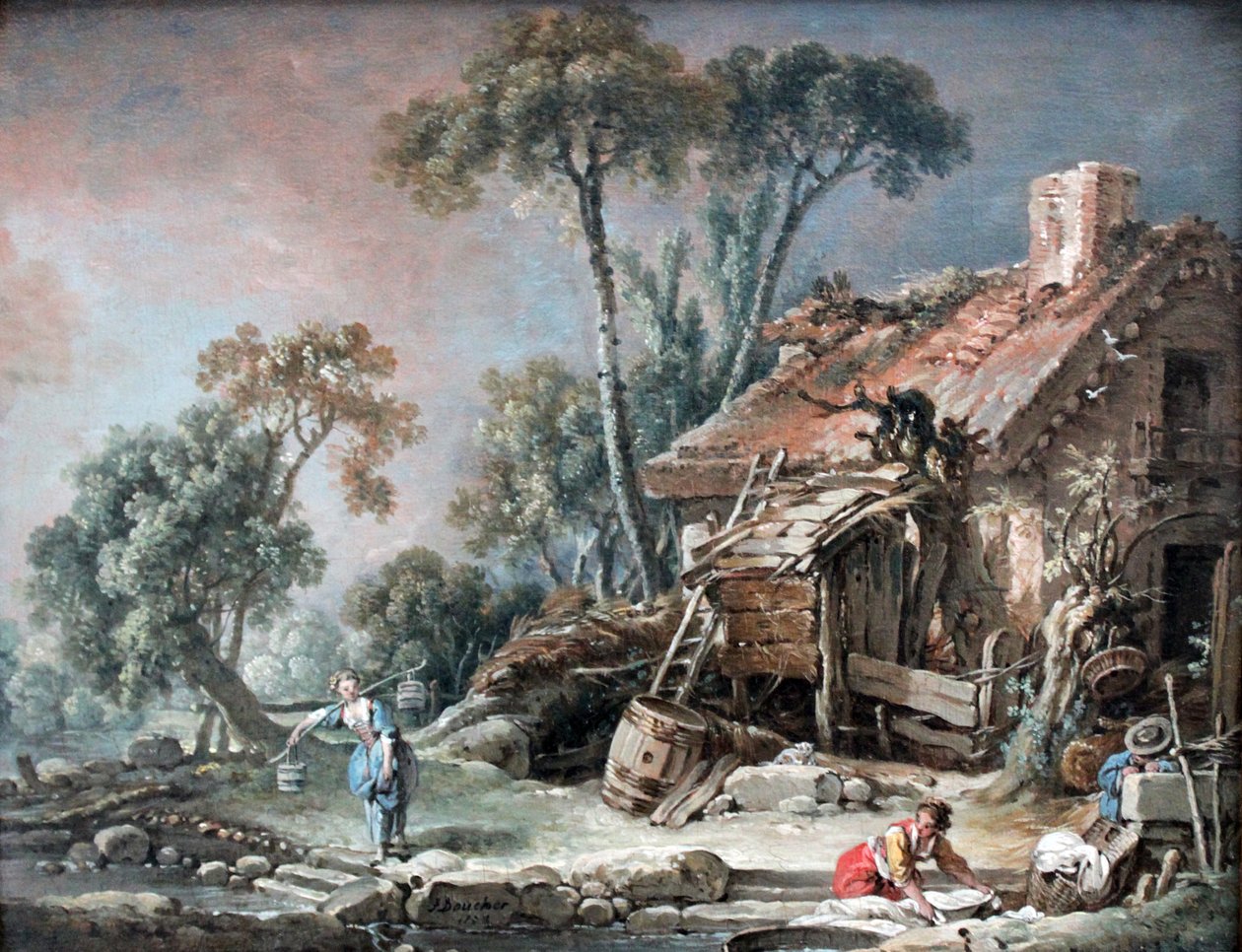 Paisaje con casa de campo de François Boucher