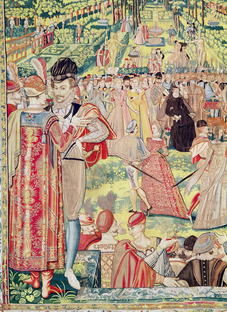 Fiesta de la corte en París en 1573 para honrar a los embajadores polacos en presencia de Catalina de Médici y Enrique III de François Quesnel