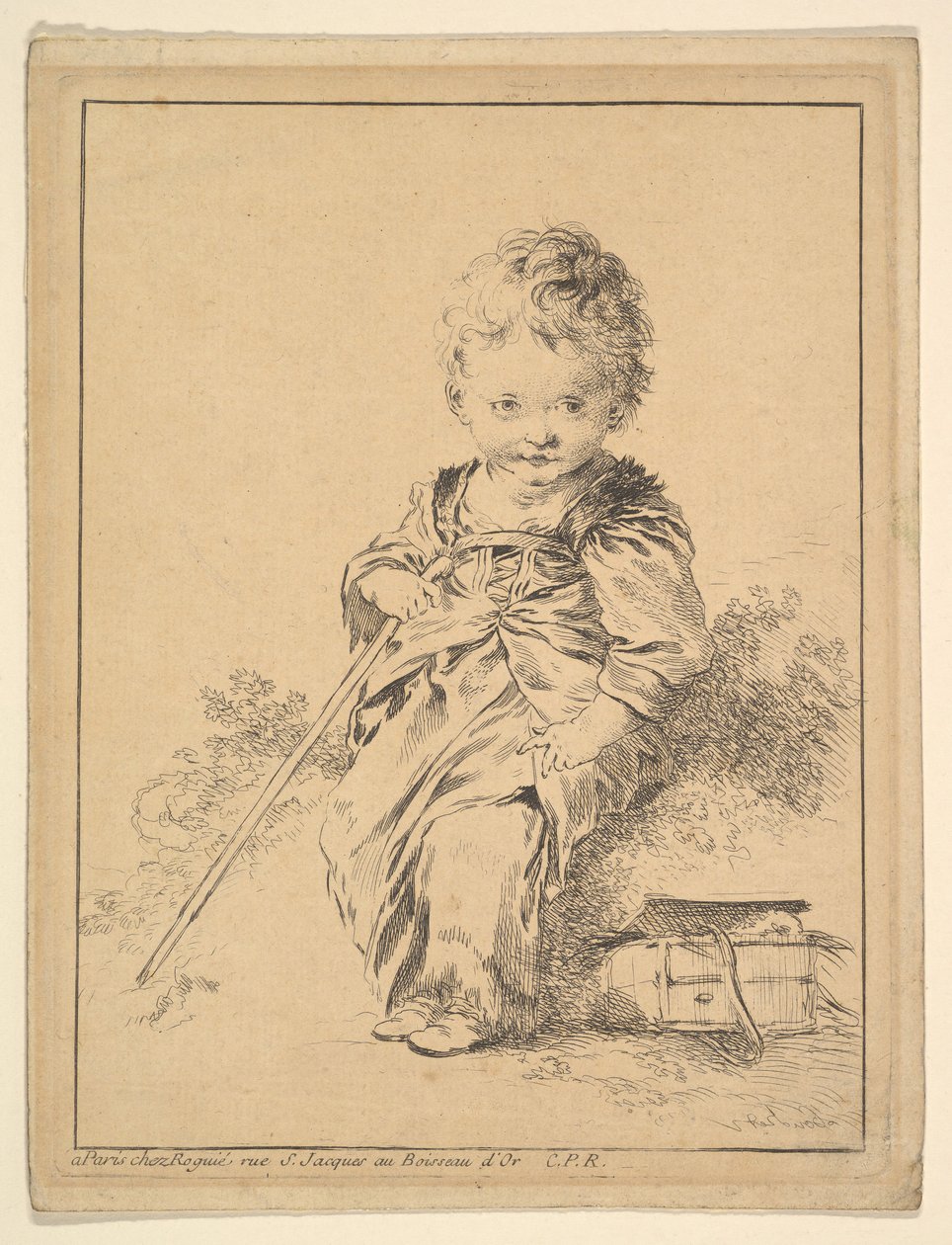 Niño sosteniendo un bastón de François Boucher