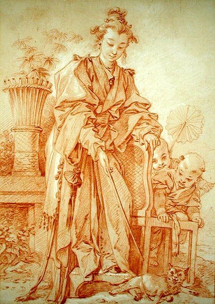 Niña china jugando con un gato de François Boucher