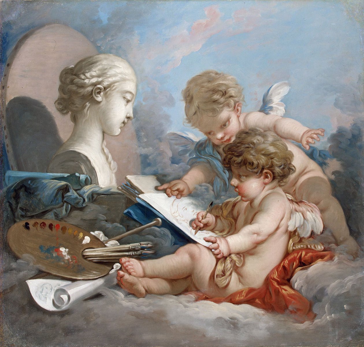 Cupidos. Alegoría de la pintura de François Boucher