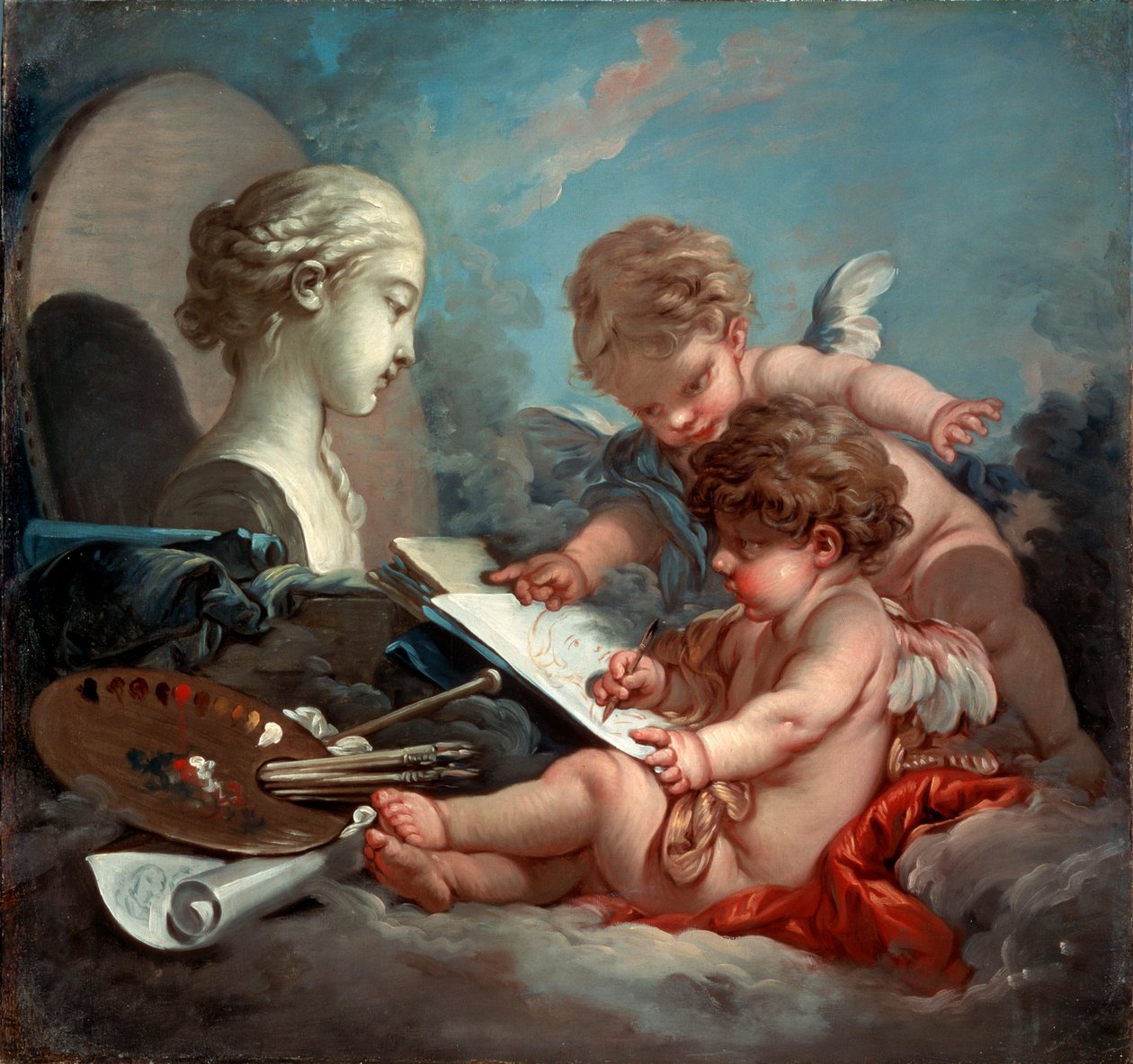 Cupidos, alegoría de la pintura, 1760s de François Boucher