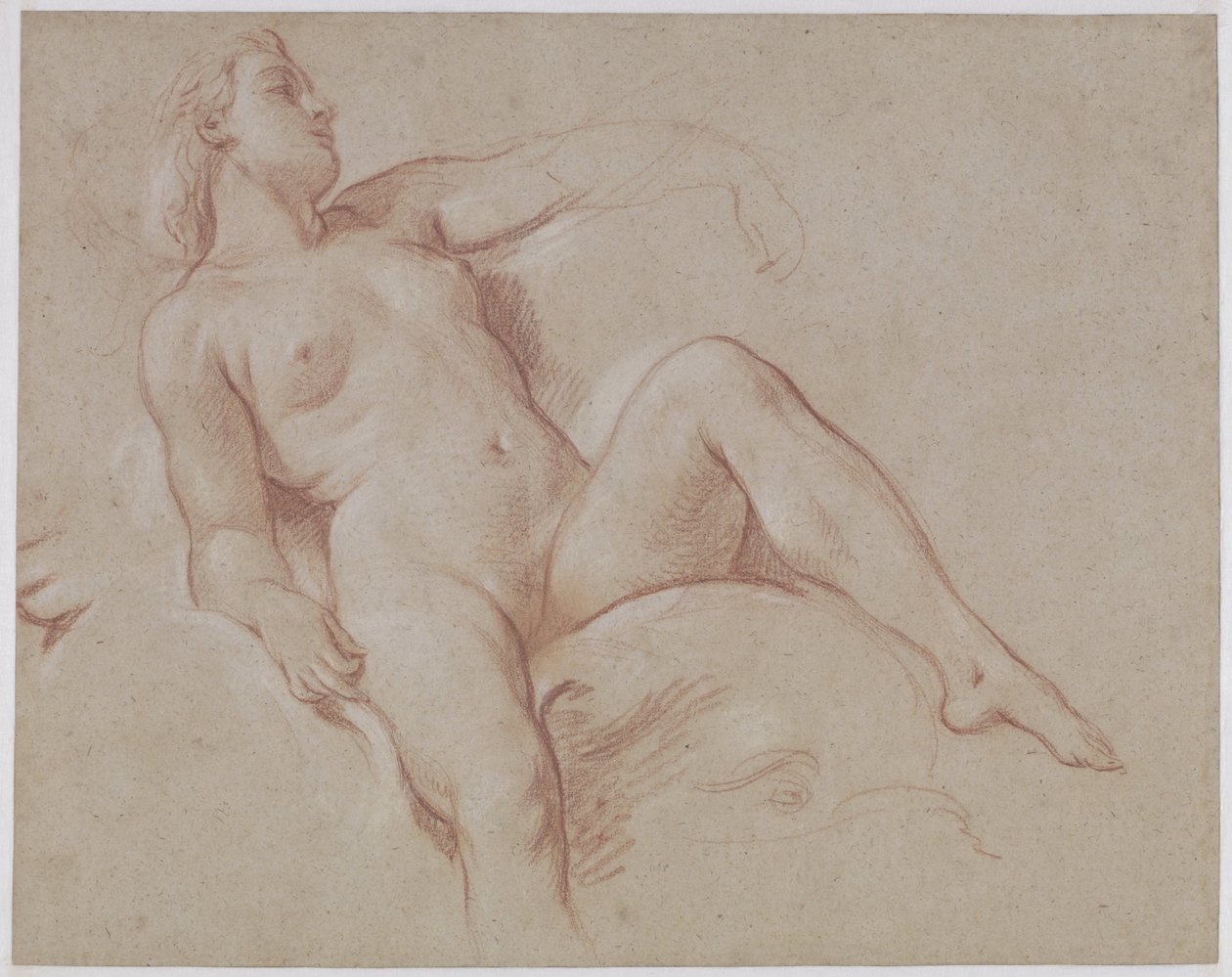 Desnudo Femenino en un Delfín de François Boucher