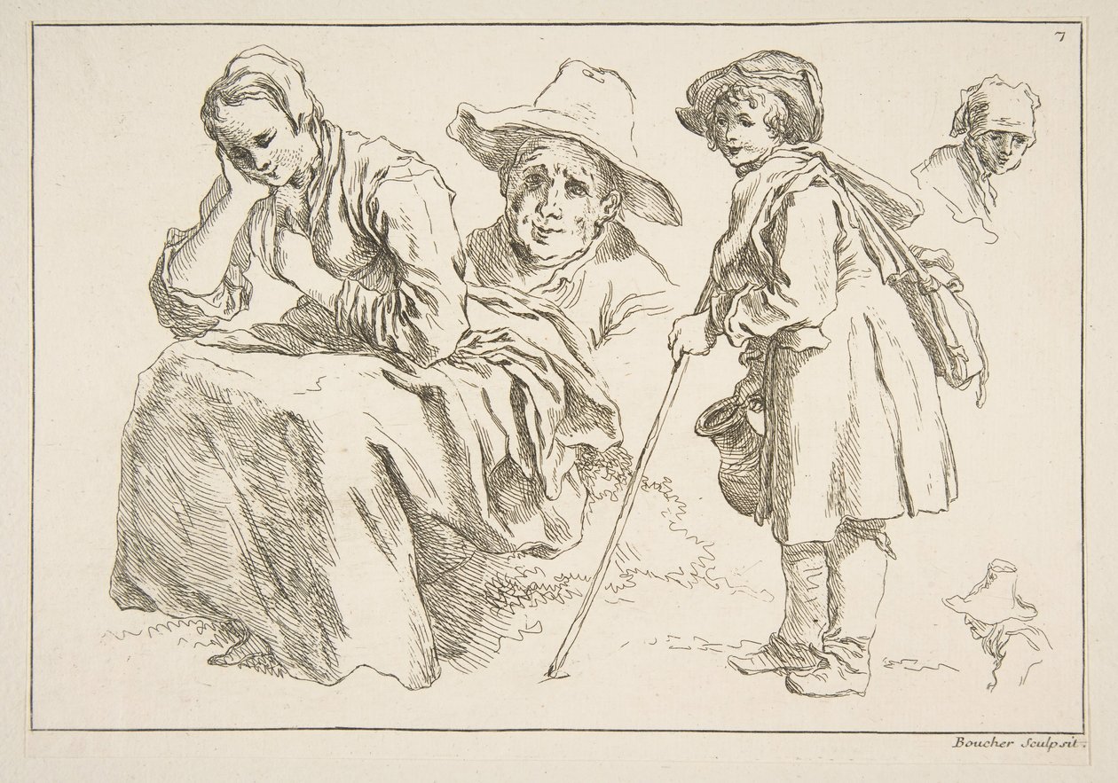 Hoja de Bocetos de François Boucher