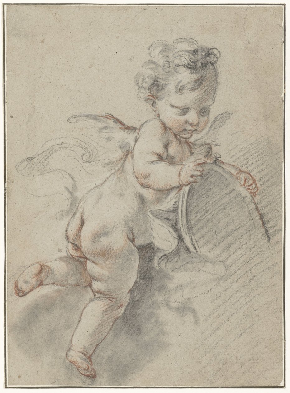 Putto flotante con espejo de baño de François Boucher