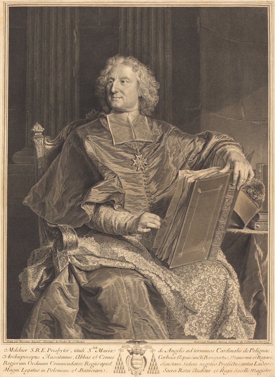 Cardenal de Polignac de François Chereau I after Hyacinthe Rigaud