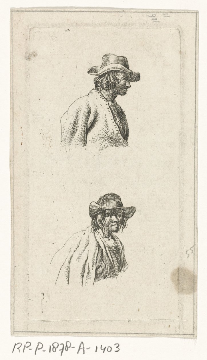 Dos bustos masculinos, con sombrero de François Joseph Pfeiffer (II)