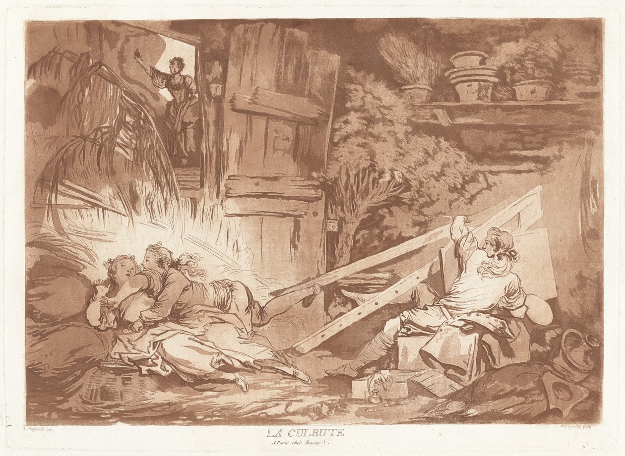 La Culbute de François Philippe Charpentier after Jean Honoré Fragonard, published by Pierre François Basan