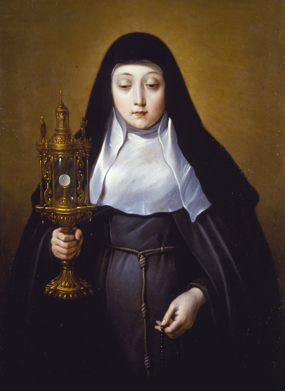 Santa Clara sosteniendo una custodia con la eucaristía de Frans Luyckx or Leux