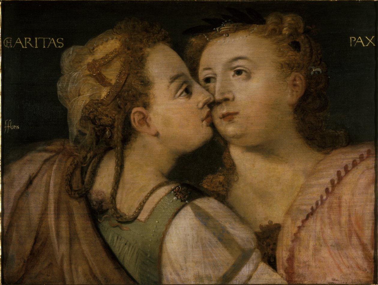 Caridad besando a la Paz de Frans Floris
