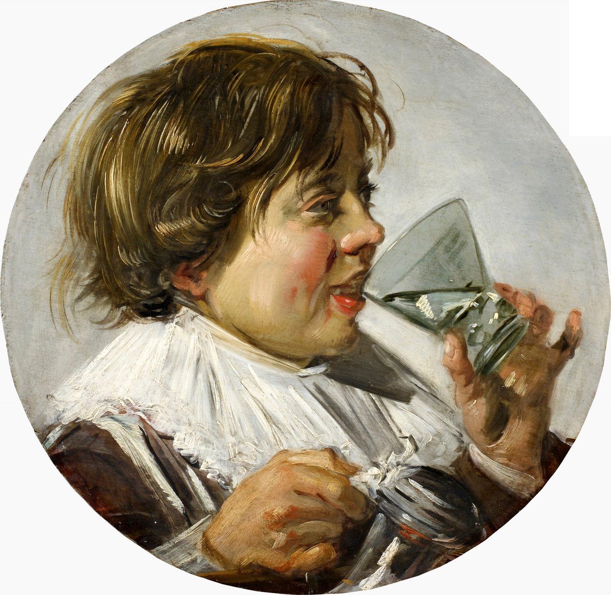 Retrato de un niño riendo con una copa de vino de Frans Hals