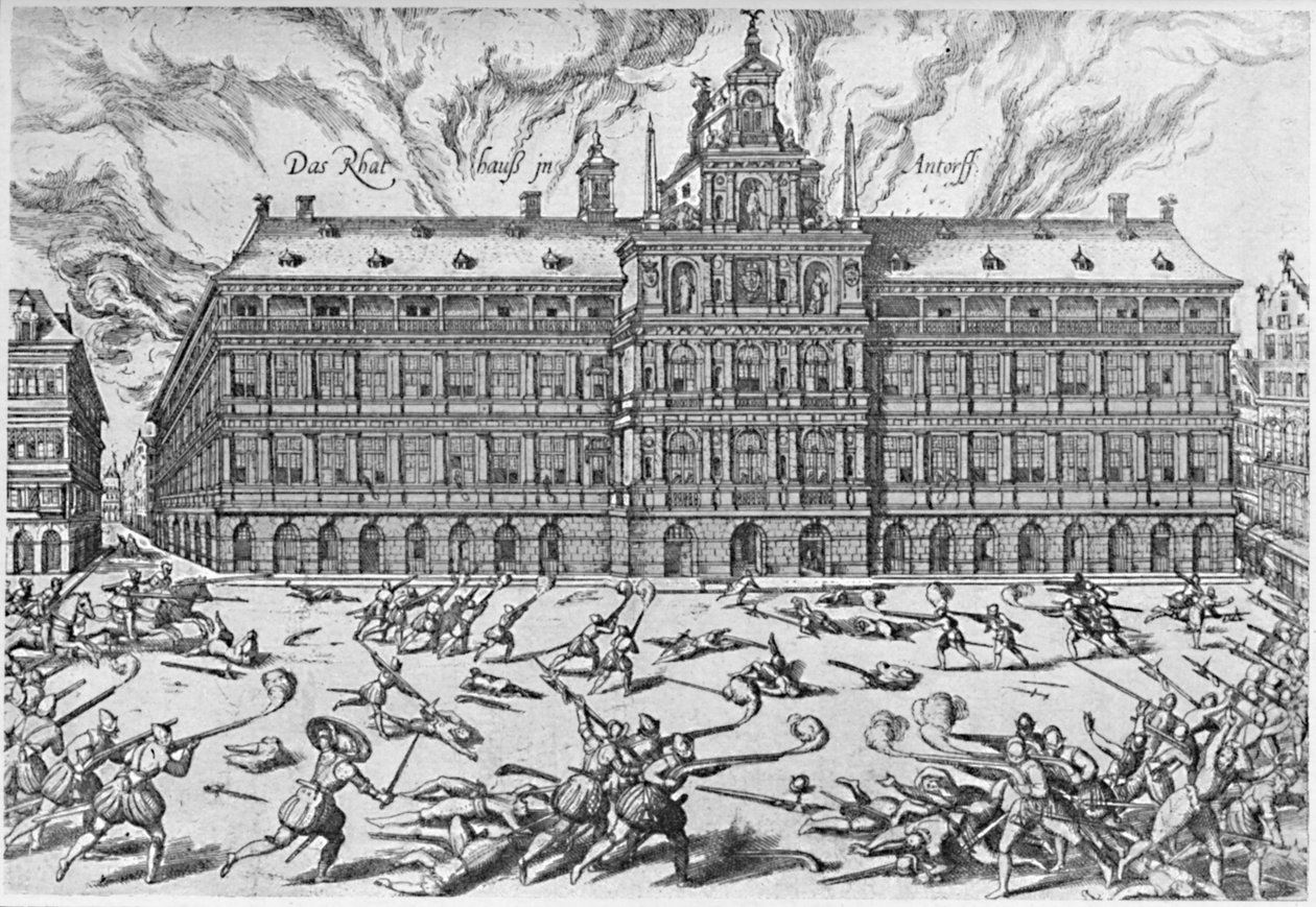 El saqueo de Amberes, 1576 de Frans Hogenberg