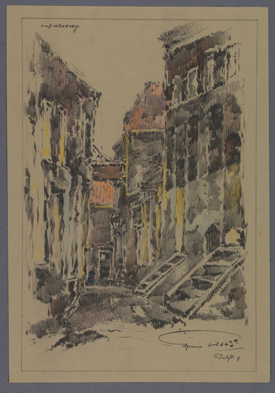 Halsteeg en Delft de Frans Holst (signed by artist)