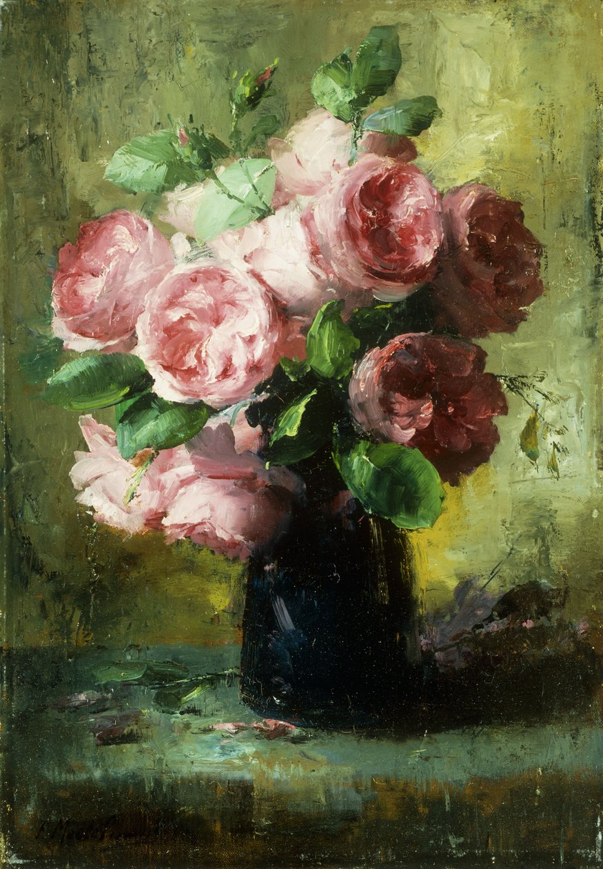 Rosas Rosas en un Jarrón de Frans Mortelmans
