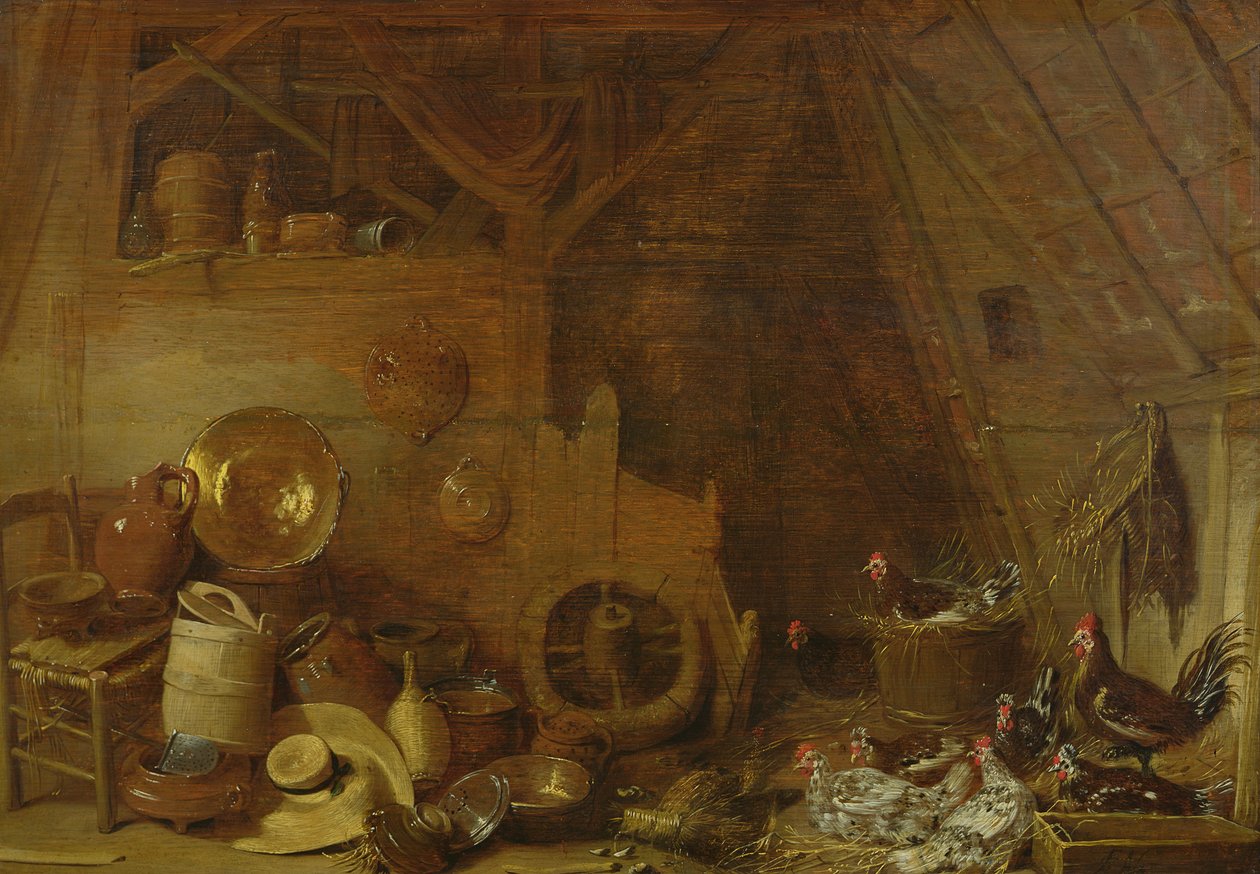 Interior de un granero de Frans Ryckhals