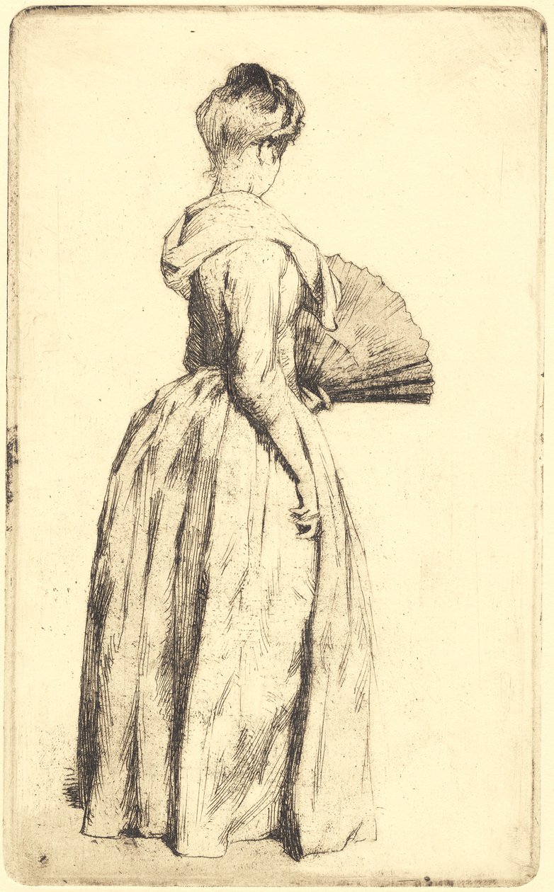 Dama de pie con un abanico de Frans Schwartz